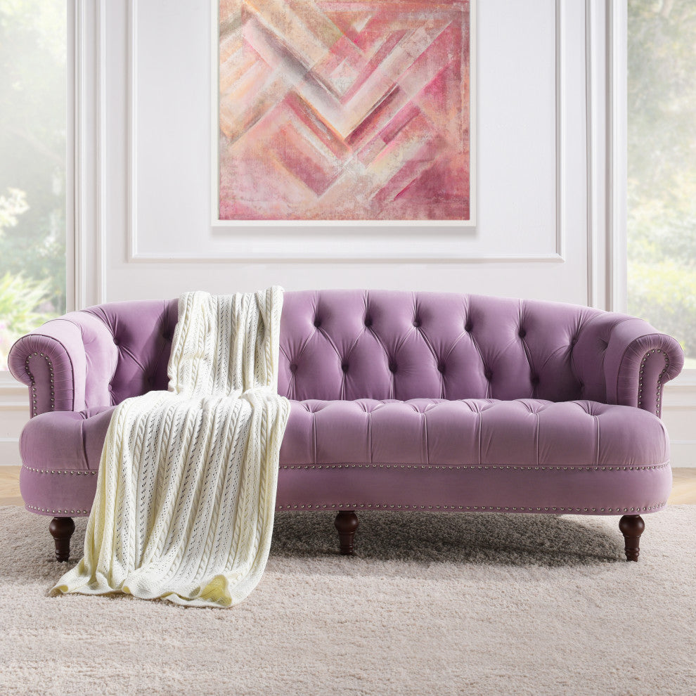 La Rosa Victorian Chesterfield Tufted Sofa, Lavender Velvet