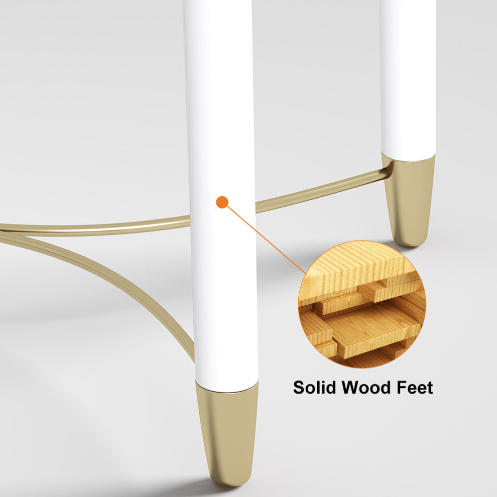 Modern White Nightstand Wood Nightstand Bedside Table with Drawer in Gold