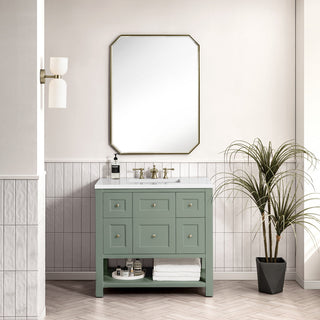 Breckenridge 36" Single Vanity, Smokey Celadon,  White Zeus Quartz Top