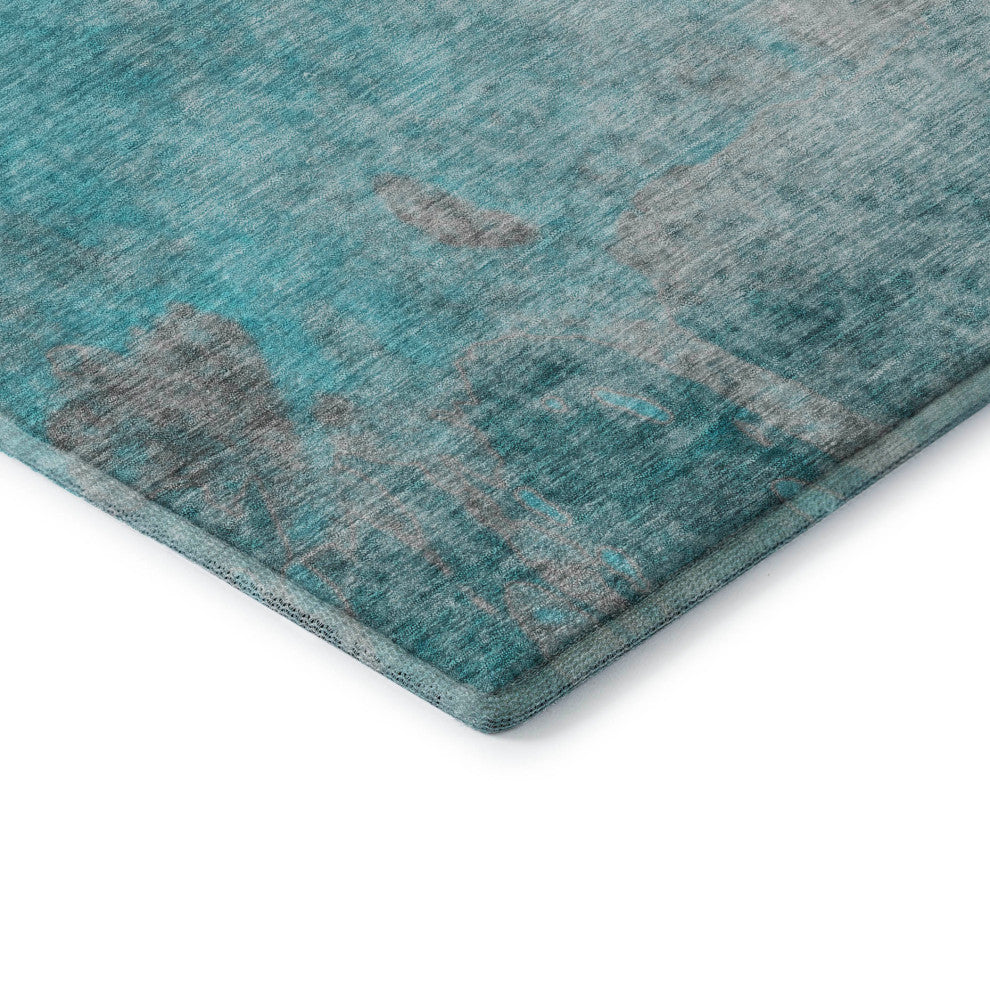 Premium Machine Washable Mayfield AMF562 Teal 2'3" x 7'6" Runner Rug