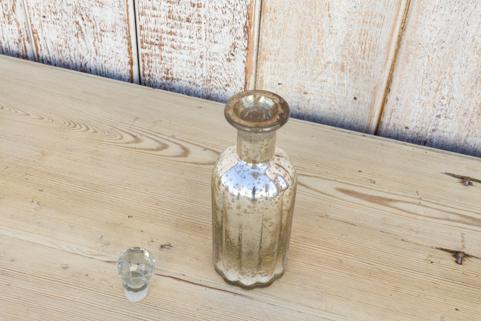 Apothecary Style Silvered Glass Bottle
