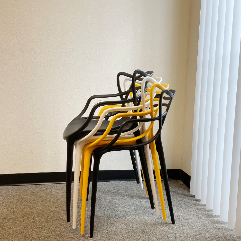 Mod Made Modern Plastic Loop Dining Chair, Set of 2, Yellow