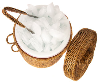 Artifacts Rattan™ Ice Bucket With Tongs, Honey Brown, Medium