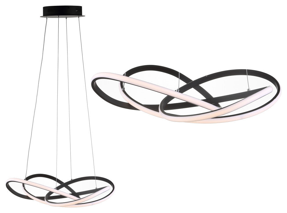 Alexia 25" Abstract Integrated LED Adjustable Pendant, Black