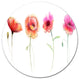 Watercolor Poppy Flowers Sketch, Flower Round Wall Art, 23"