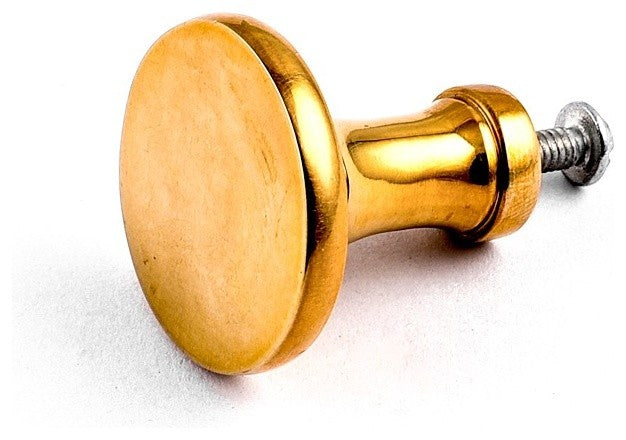 6 Cabinet Knob Bright Solid Brass Pedestal 1 1/4" |