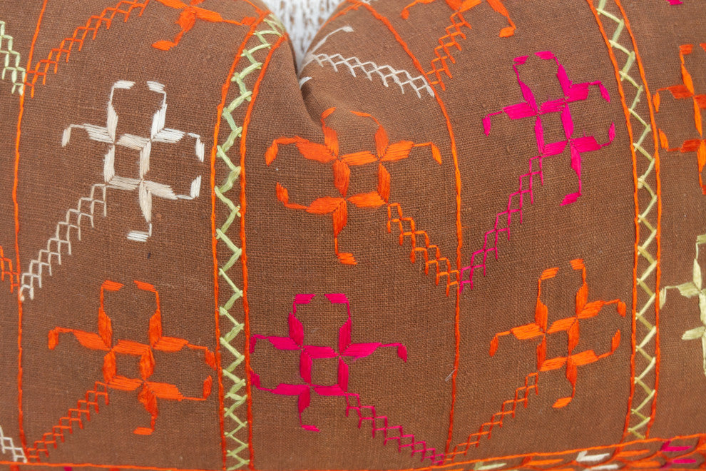 Kara Antique Indian Folk Lumbar Pillow