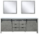 Marsyas 84" Ash Gray Double Vanity Cabinet Quartz Top Sinks, 34" Wall Mirrors