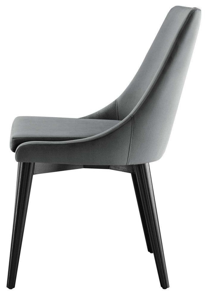 Side Dining Chair, Gray, Velvet, Modern, Kitchen Cafe Bistro Hospitality