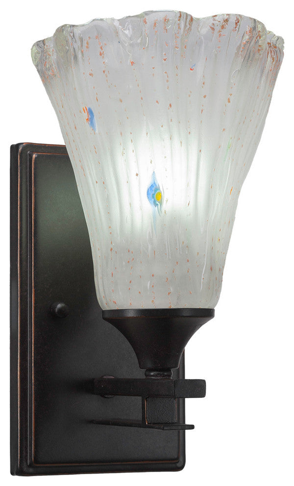 Uptowne 1-Light Wall Sconce, Dark Granite/Fluted Frosted Crystal