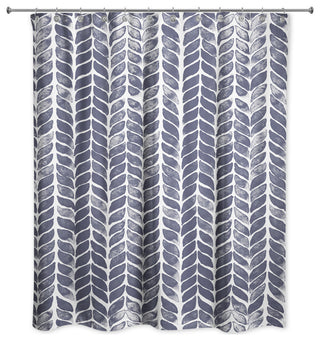 Navy Petal Pattern 71x74 Shower Curtain