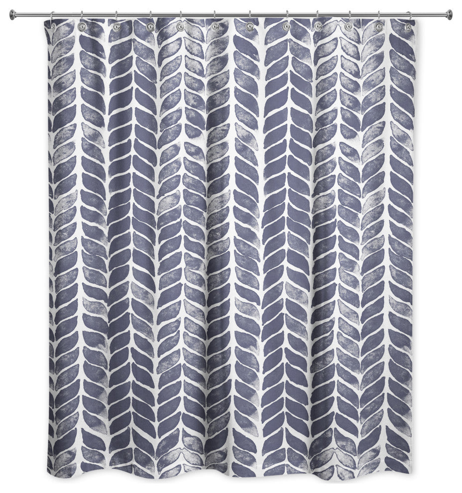 Navy Petal Pattern 71x74 Shower Curtain