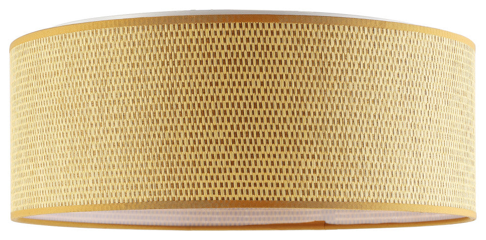 3-Light Double Shade Drum Flush Mount, Tan Brown