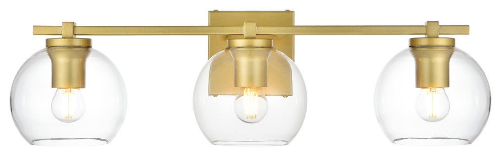 3 Light Brass And Clear Bath Sconce