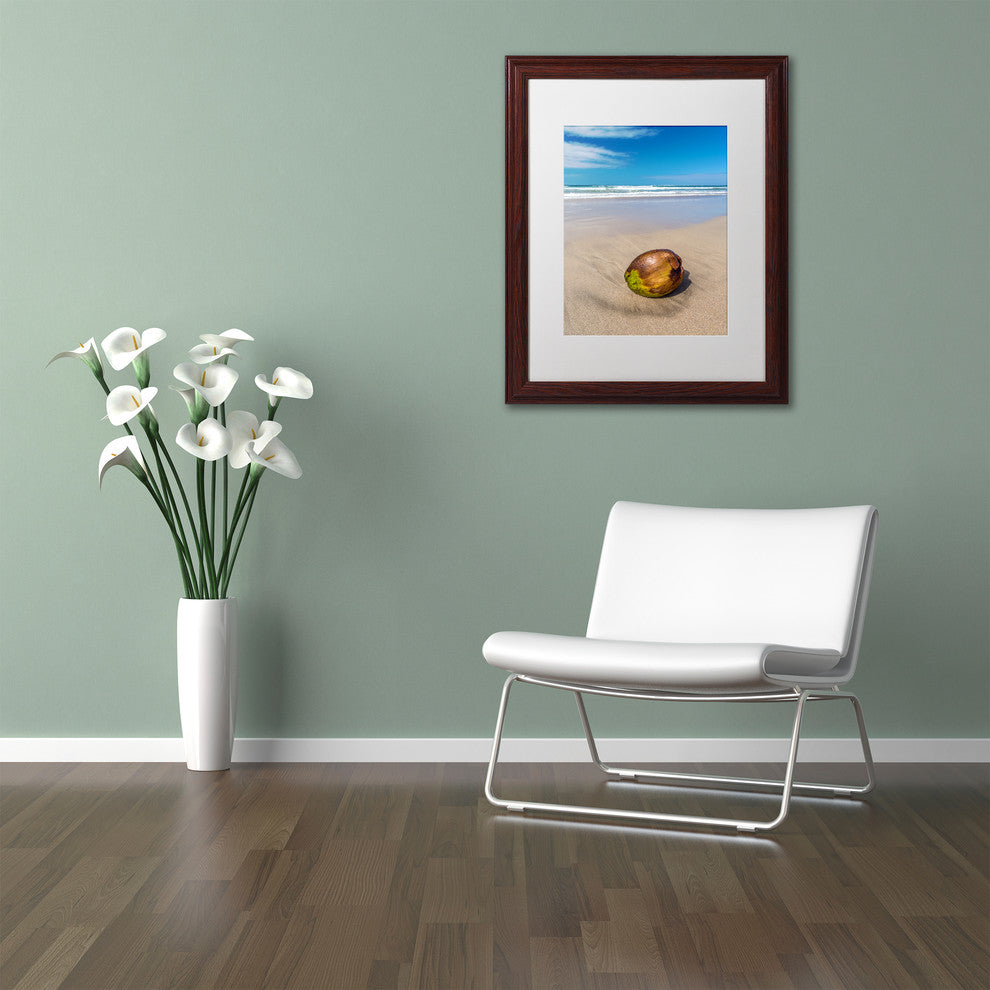 Pierre Leclerc ''Beached Coconut'' Matted Framed Art, Wood Frame, White, 14x11