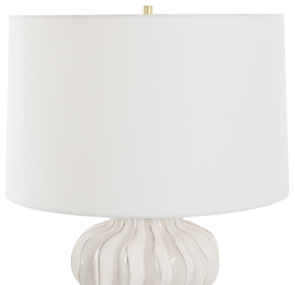 Uttermost Wrenley Ridged White Table Lamp