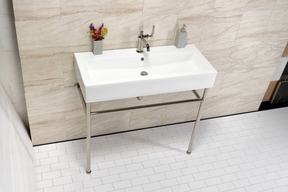 Fauceture VPB39176ST 39" Porcelain Console Sink, Legs, Single-Hole