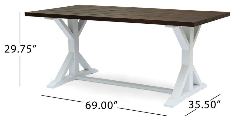 Garrison Rustic Farmhouse Acacia Wood Dining Table