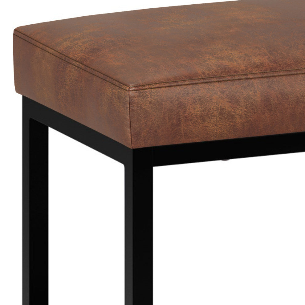 Reynolds Small Bench, Distressed Saddle Brown
