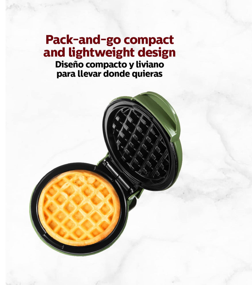 Personal Non-Stick Waffle Maker, Black - 4-inch Waffles in Minutes., Green
