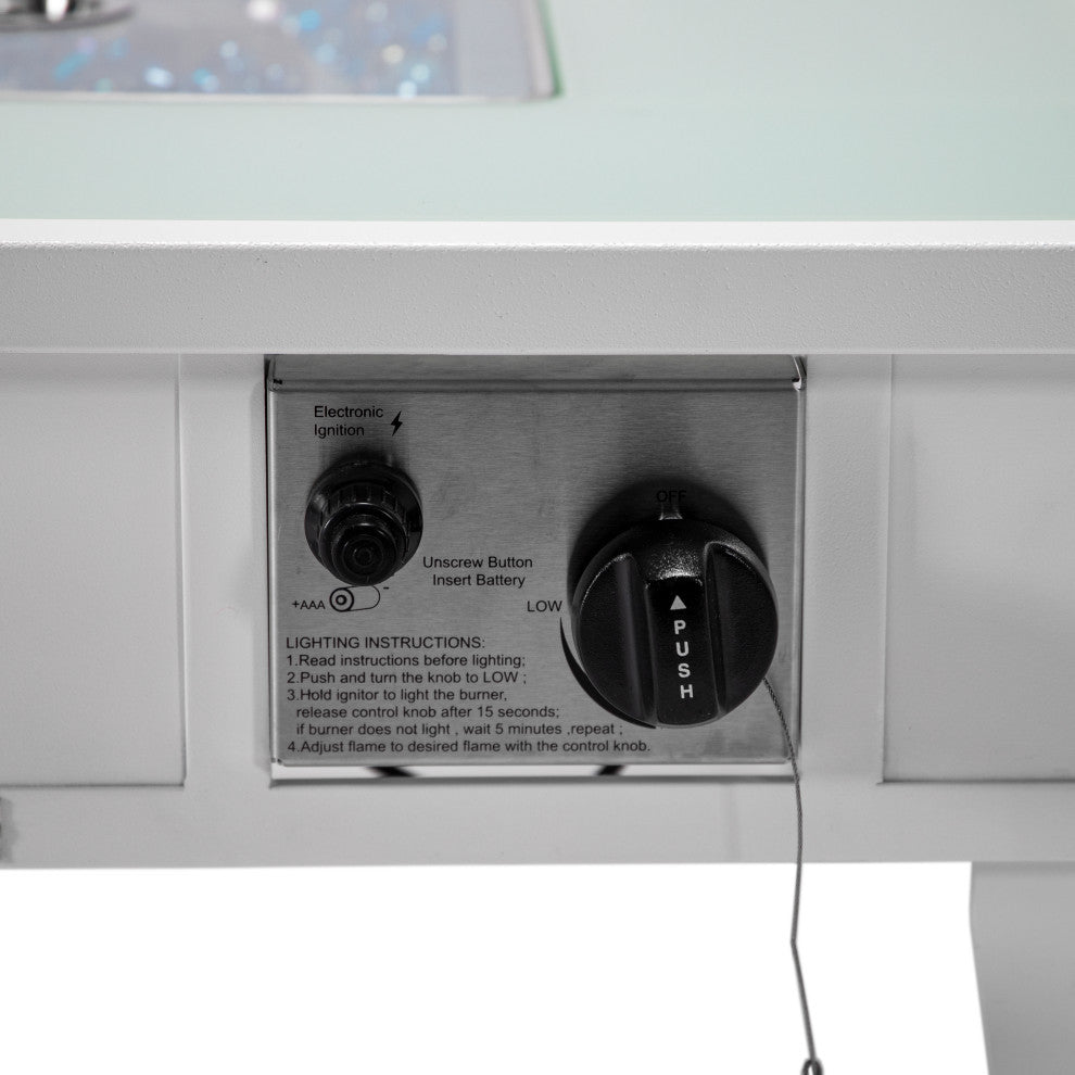 Leisuremod Walbrooke Patio Square Fire Pit Table With Aluminum Frame, White