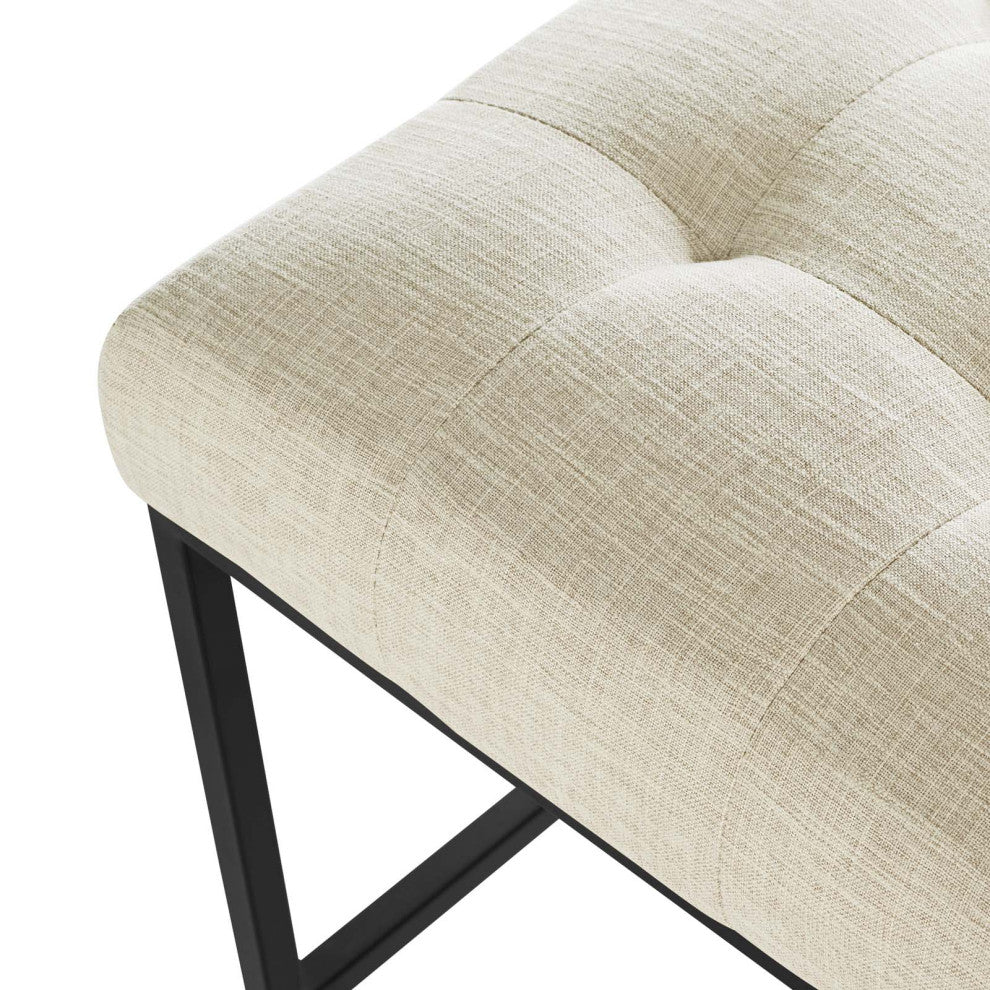 Counter Stool Chair, Fabric, Metal, Black Beige, Bar Pub Cafe Bistro Restaurant