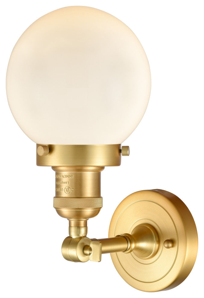Beacon Sconce, Satin Gold, Matte White