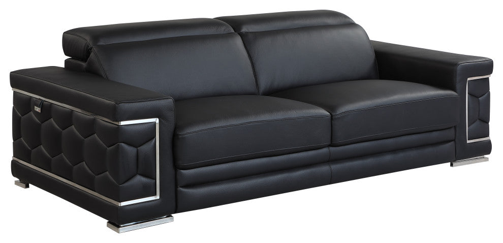 Rome Contemporary Genuine Italian Leather Sofa Black