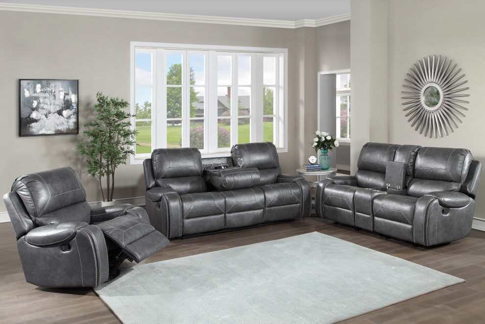 Keily Manual Reclining 3 Piece Motion Set Grey