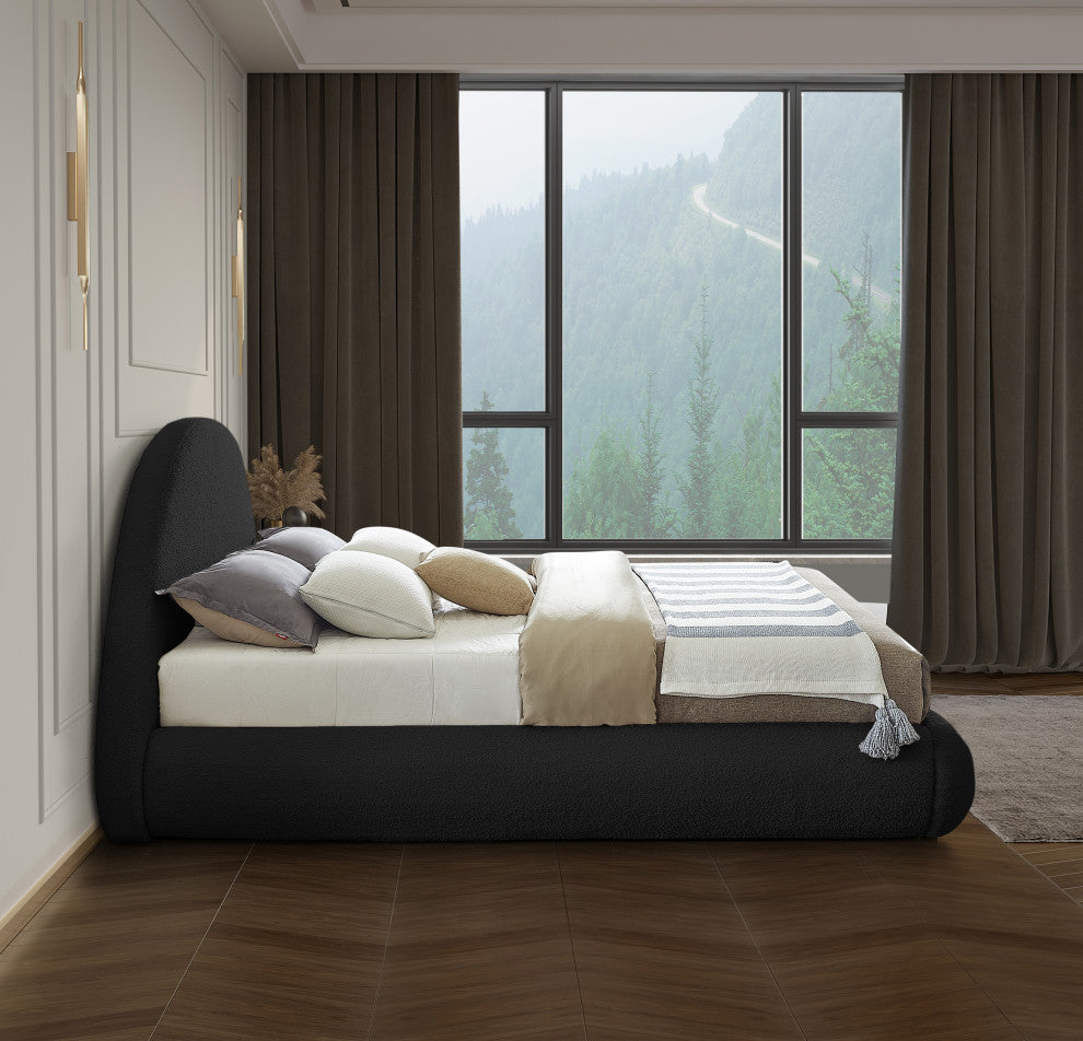 Rudy Beige Teddy Fabric Full Bed, Black, Full
