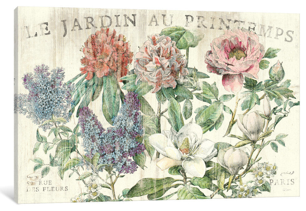 "Le Jardin Printemps Gallery" by Sue Schlabach, 40x26x1.5"