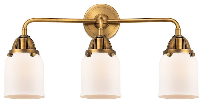 288-3W-BB-G51 Small Bell 3 Light 23" Bath Vanity Light, Brushed Brass