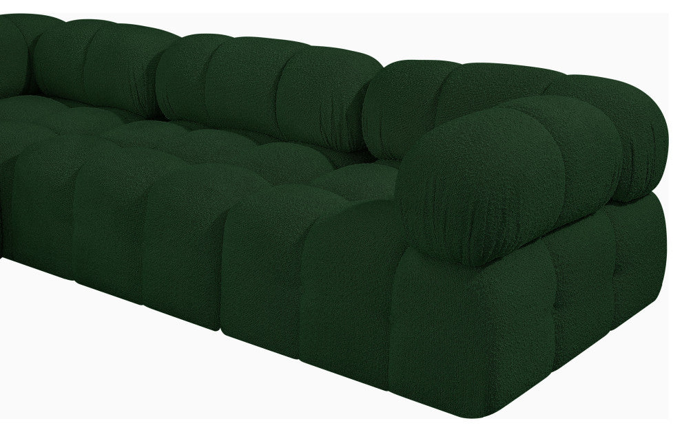 Ames Boucle Fabric U-Shaped Modular Sectional, Green, 8-Piece: 4 Armless Chair, 4 Corner Chair