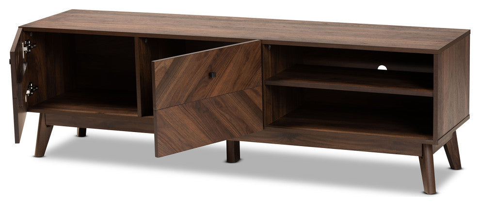 Hugo Mid-Century TV Stand, Walnut Brown