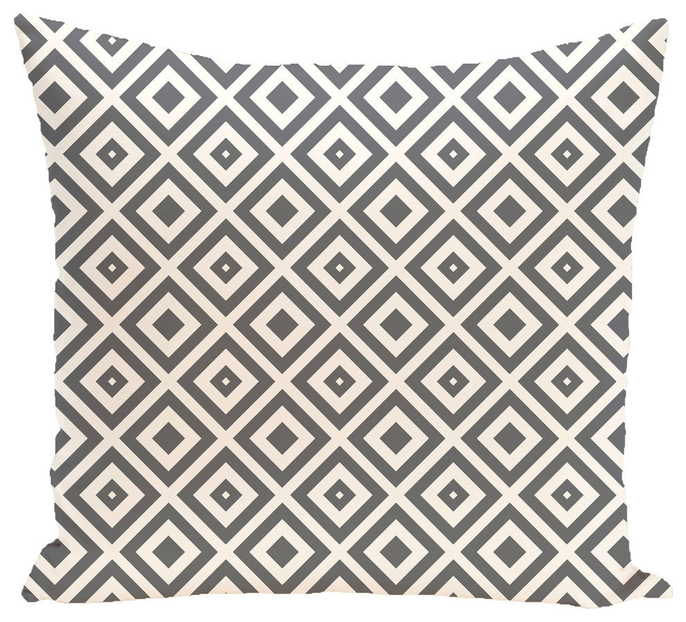 Diamond Mayhem Geometric Print Pillow, Steel Gray, 20"x20"