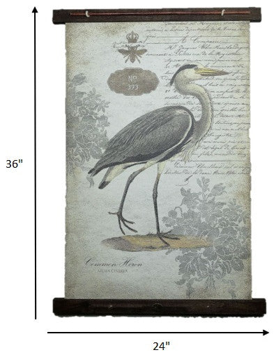 Grey Vintage Heron Tapestry Wall Decor
