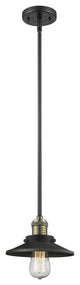 1-Light Railroad 8" Mini Pendant, Black Antique Brass