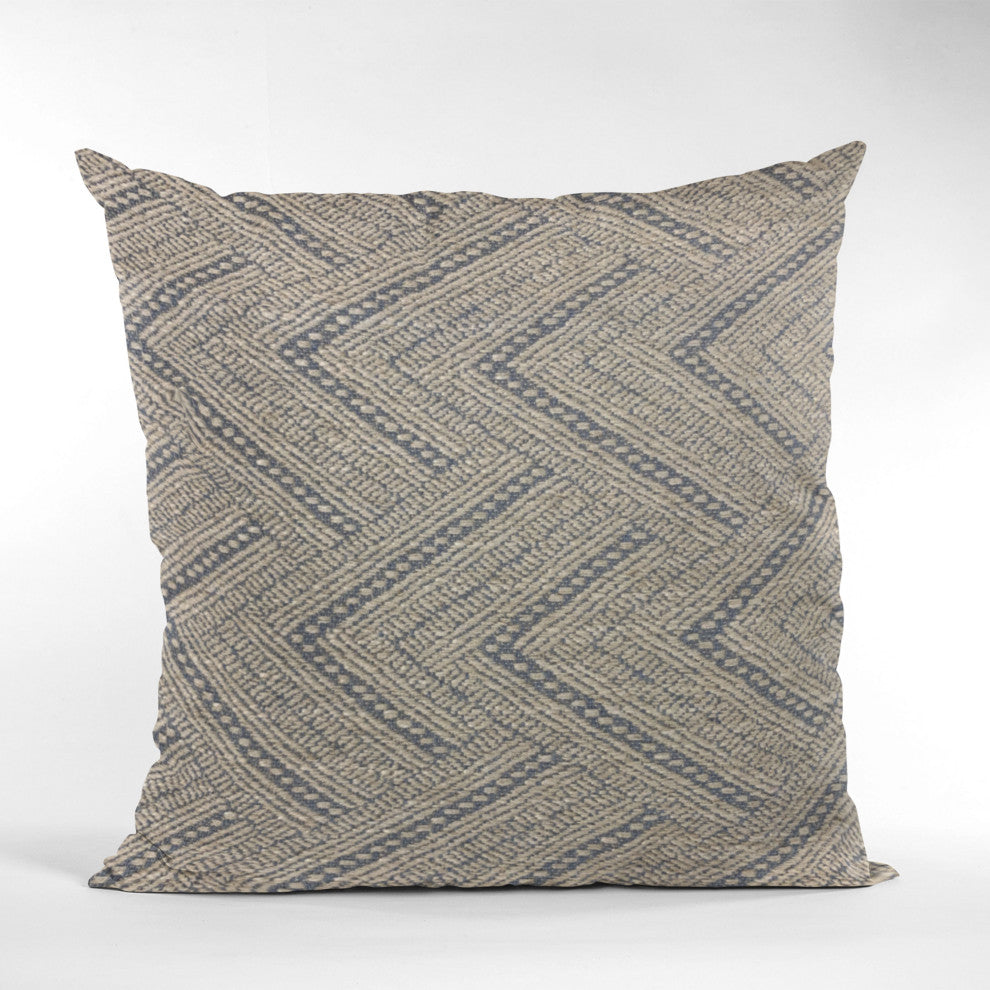 Plutus Blue Triangle Chevron Luxury Throw Pillow, 16"x16"