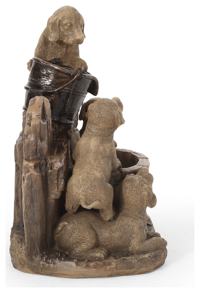Tignall Outdoor Puppy Fountain, Light Brown