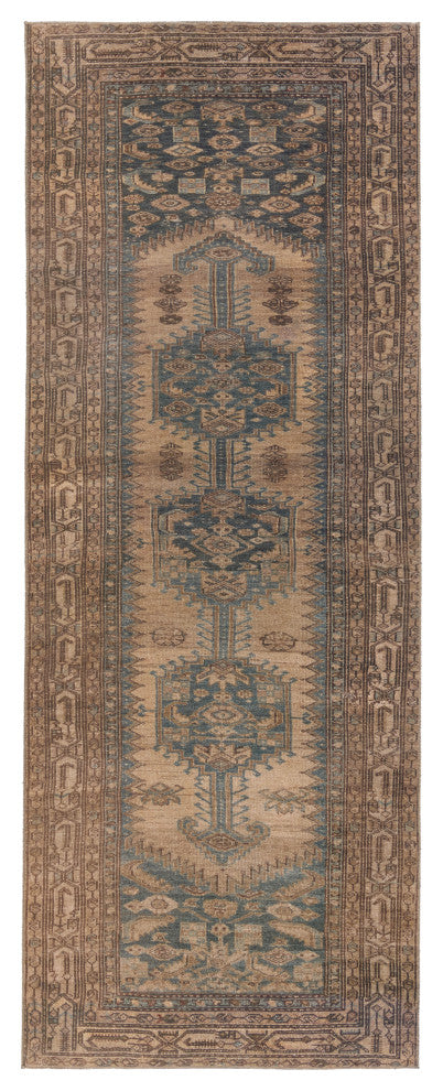 Machine Washable Jaipur Living Reeves Medallion Brown/ Blue Runner Rug 3'X10'