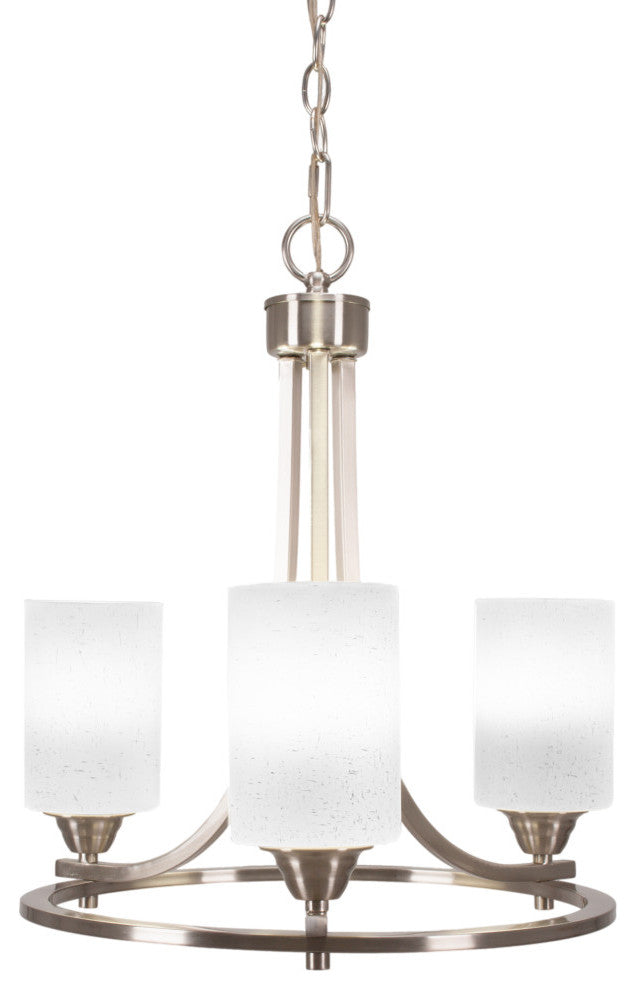 Paramount Uplight 3-Light Chandelier, Brushed Nickel, 4" White Muslin Glass