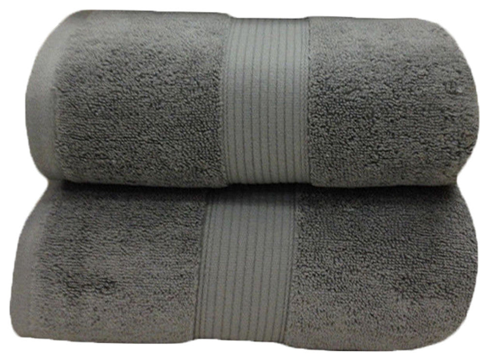 Plush 2PC Soft 100% Cotton Bath Sheets, Gray