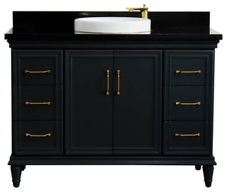 49" Single Sink Vanity, Dark Gray Finish With Black Galaxy Granite
