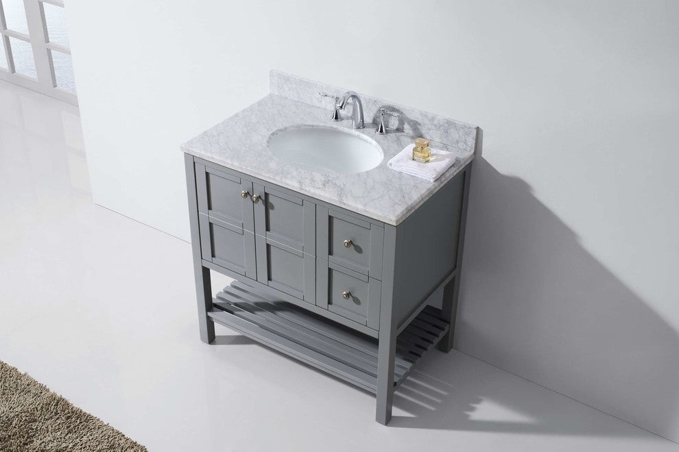 Winterfell 36" Single Bathroom Vanity Set, Gray With No Mirror