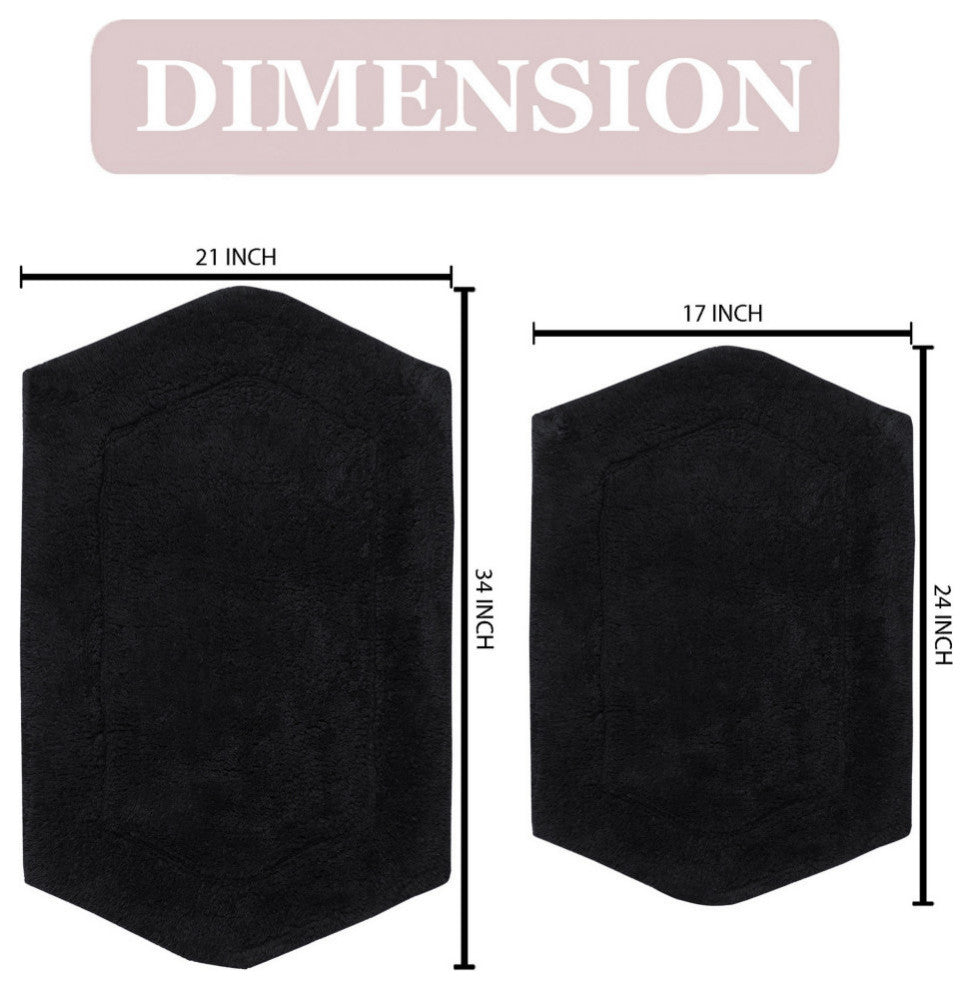 Waterford 2-Piece Bath Rug Set, Black