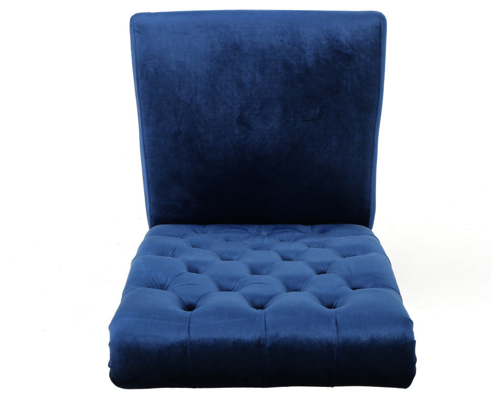 GDF Studio Leona Tall Back Tufted New Velvet Dining Chairs, Set of 2, Navy Blue