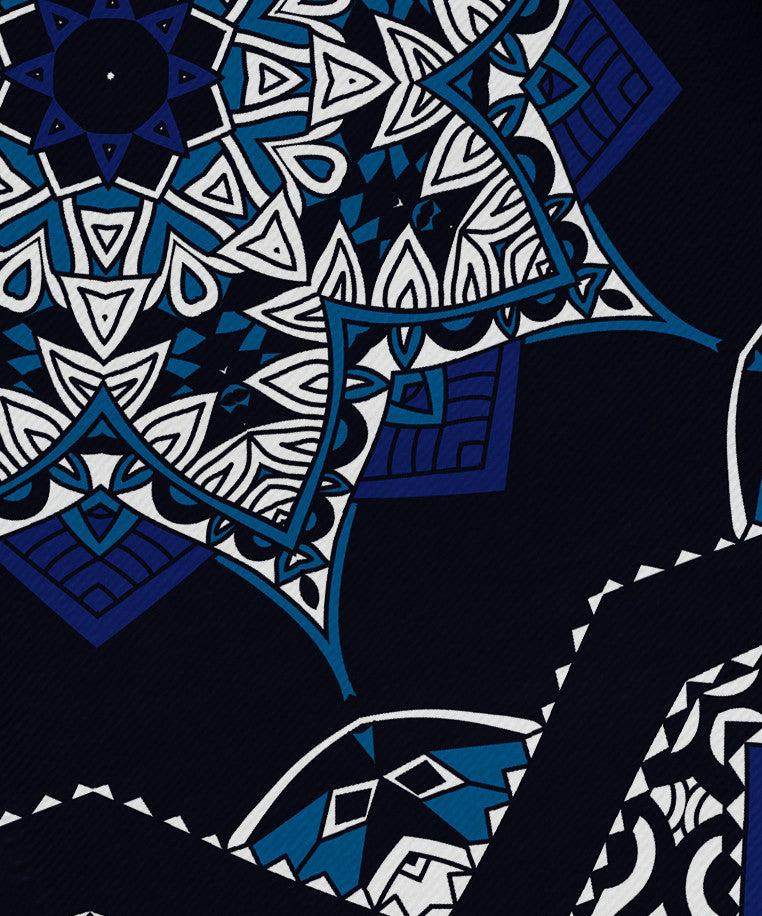 Shawl, Geometric Print Napkin, Navy Blue, Set of 4
