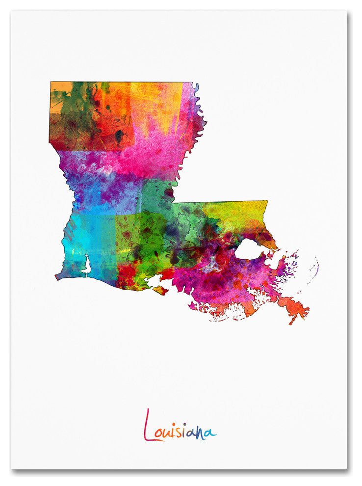 "Louisiana Map" Canvas Art by Michael Tompsett