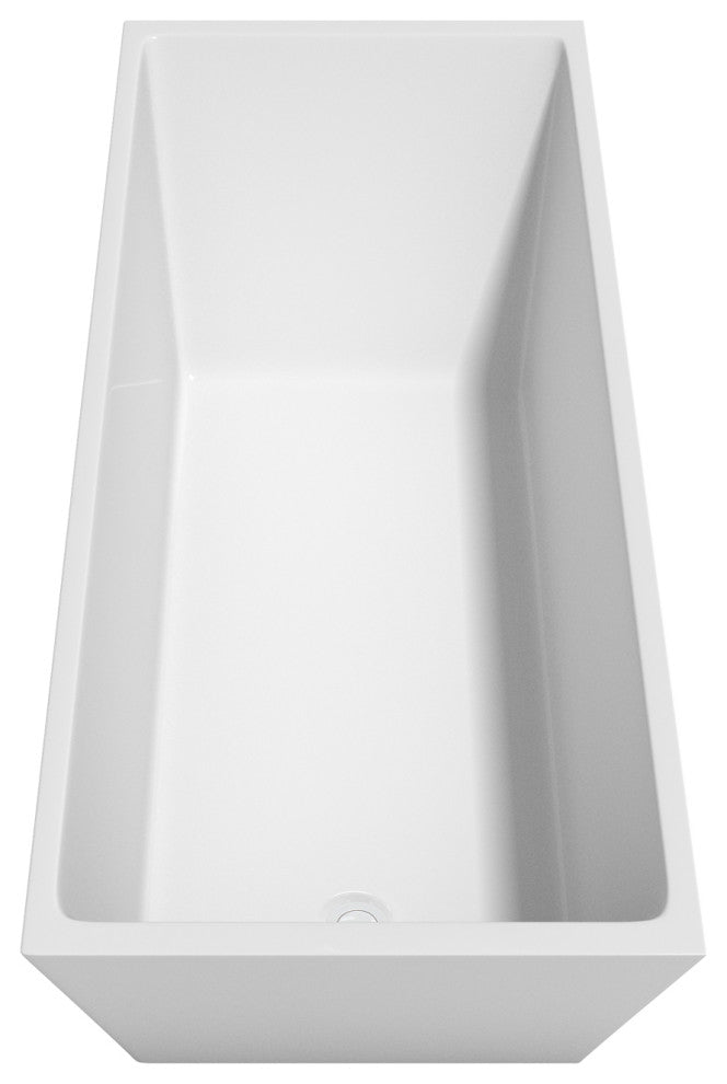 Hannah 67" Freestanding White Bathtub, Shiny White Drain and Overflow Trim