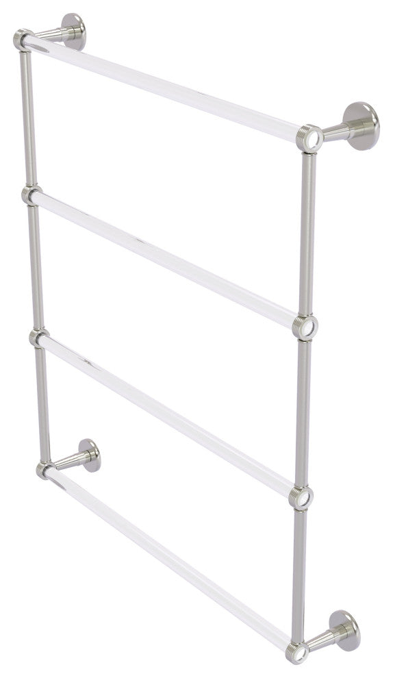 Clearview 4 Tier 30" Ladder Towel Bar with Groovy Accents, Satin Nickel
